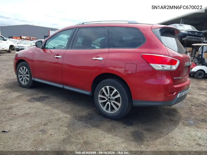 2015 Nissan Pathfinder Sv VIN: 5N1AR2MN6FC670022 Lot: 40360899