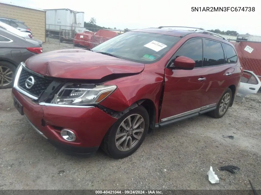 5N1AR2MN3FC674738 2015 Nissan Pathfinder S/Sv/Sl/Platinum