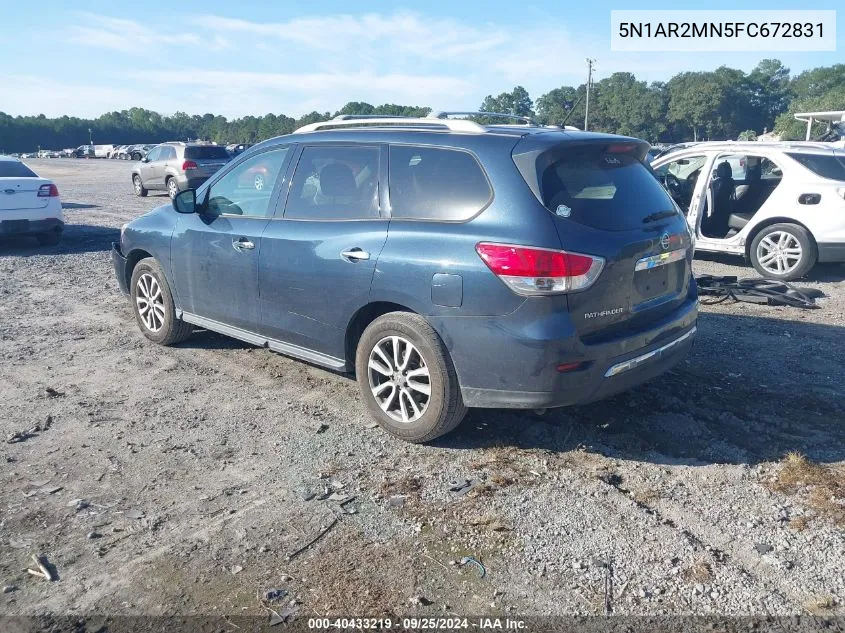 2015 Nissan Pathfinder Sv VIN: 5N1AR2MN5FC672831 Lot: 40433219