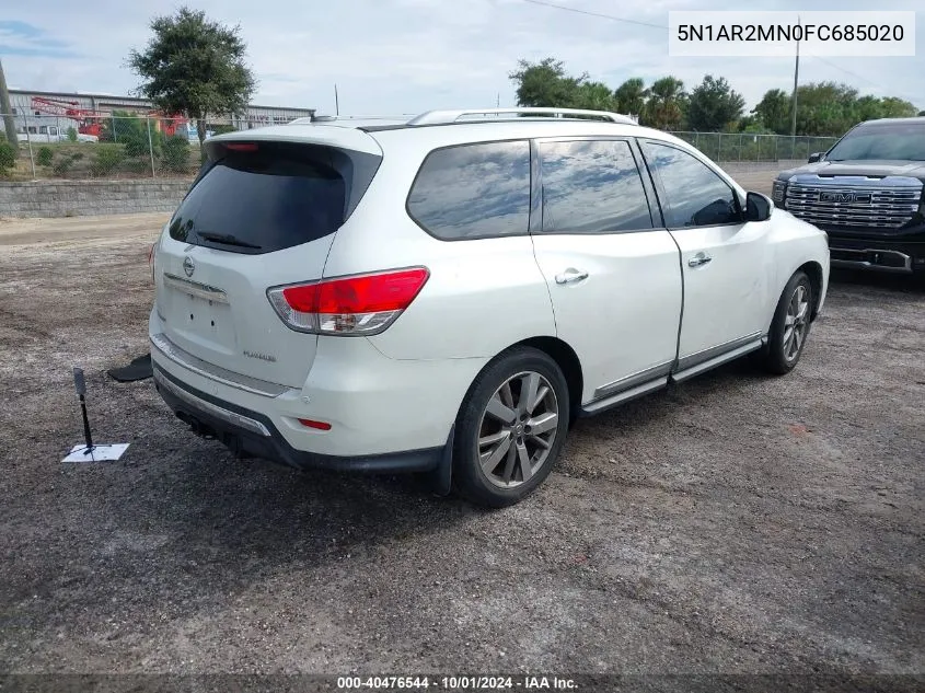 2015 Nissan Pathfinder S/Sv/Sl/Platinum VIN: 5N1AR2MN0FC685020 Lot: 40476544