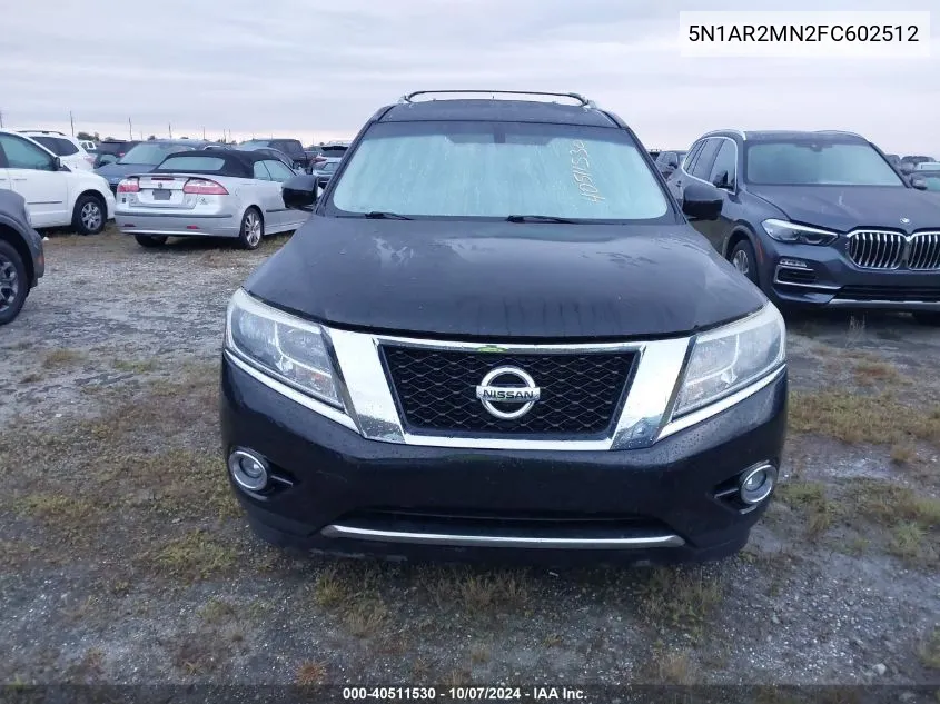 2015 Nissan Pathfinder S/Sv/Sl/Platinum VIN: 5N1AR2MN2FC602512 Lot: 40511530