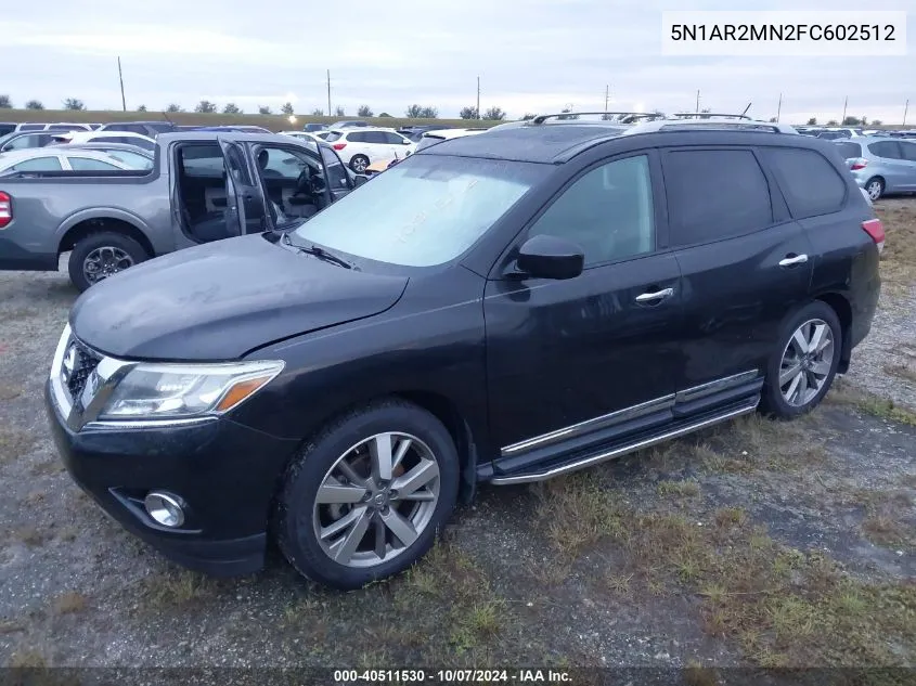 2015 Nissan Pathfinder S/Sv/Sl/Platinum VIN: 5N1AR2MN2FC602512 Lot: 40511530