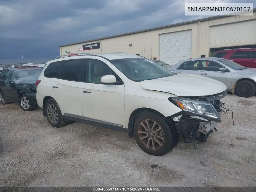 2015 Nissan Pathfinder Sl VIN: 5N1AR2MN3FC670107 Lot: 40559714