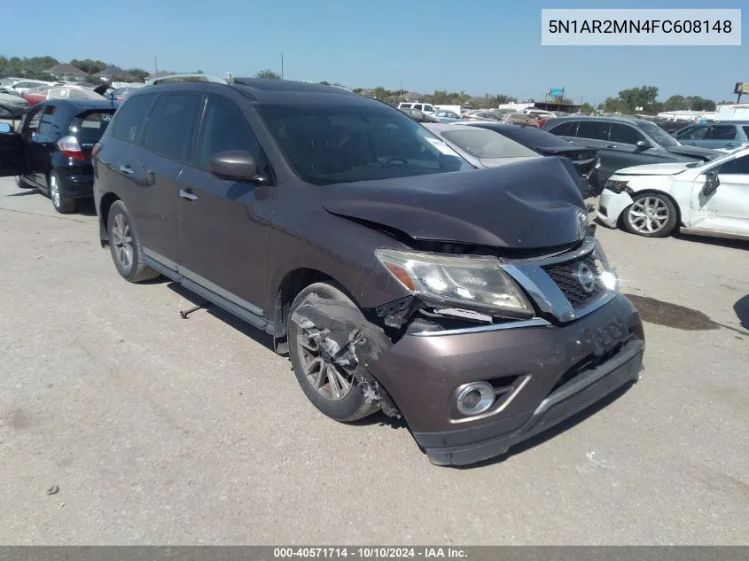 2015 Nissan Pathfinder Sl VIN: 5N1AR2MN4FC608148 Lot: 40571714