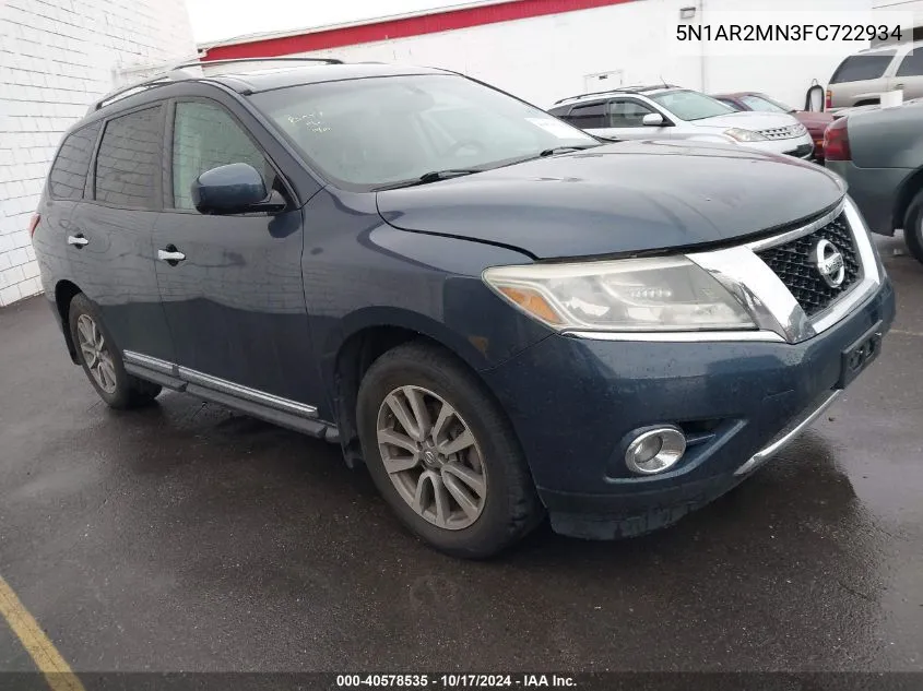 2015 Nissan Pathfinder Sl VIN: 5N1AR2MN3FC722934 Lot: 40578535