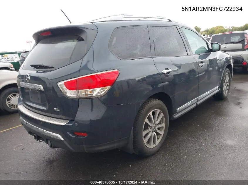 2015 Nissan Pathfinder Sl VIN: 5N1AR2MN3FC722934 Lot: 40578535