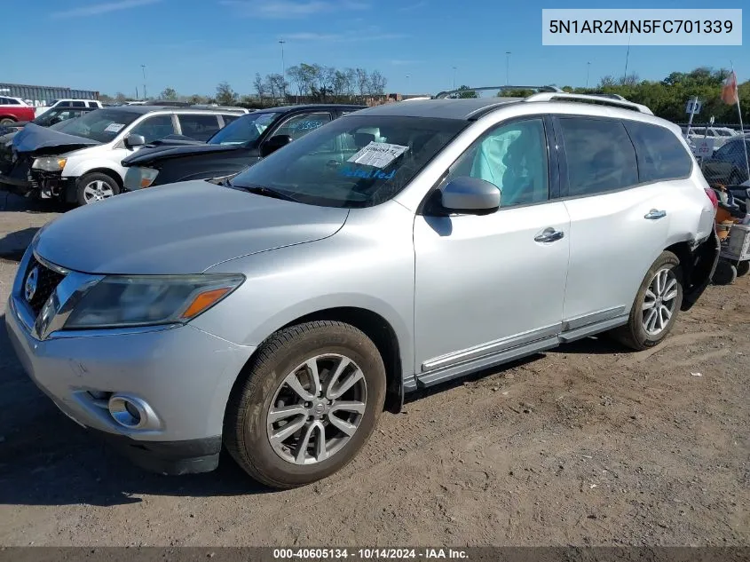 2015 Nissan Pathfinder Sl VIN: 5N1AR2MN5FC701339 Lot: 40605134