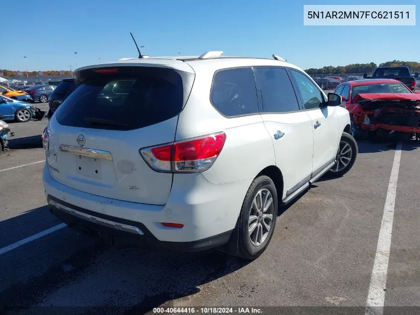 2015 Nissan Pathfinder Sl VIN: 5N1AR2MN7FC621511 Lot: 40644416