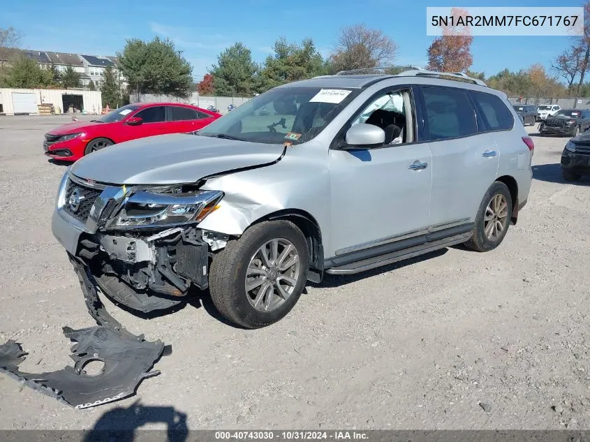 2015 Nissan Pathfinder Sl VIN: 5N1AR2MM7FC671767 Lot: 40743030