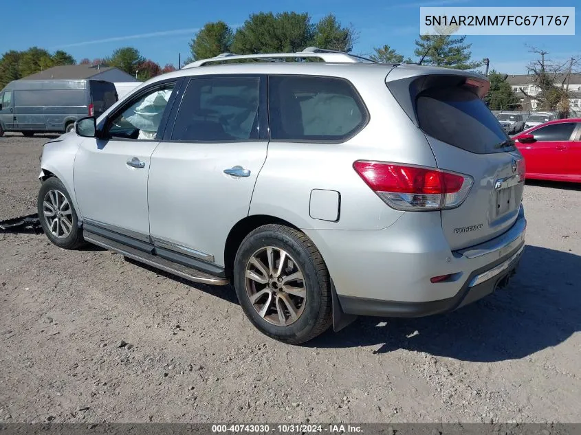 2015 Nissan Pathfinder Sl VIN: 5N1AR2MM7FC671767 Lot: 40743030