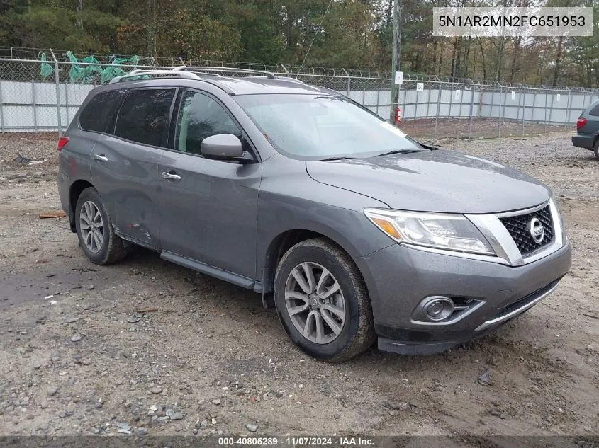 2015 Nissan Pathfinder S VIN: 5N1AR2MN2FC651953 Lot: 40805289