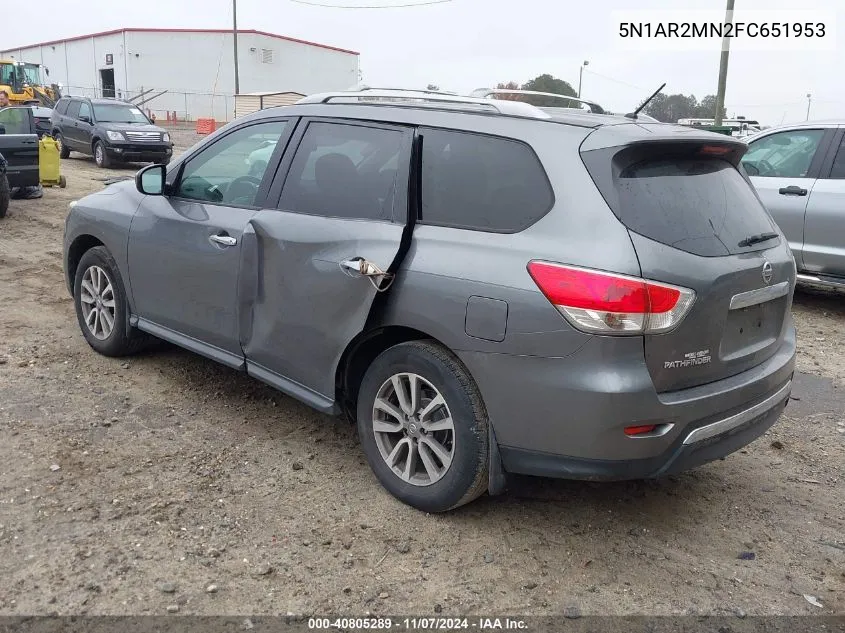 2015 Nissan Pathfinder S VIN: 5N1AR2MN2FC651953 Lot: 40805289