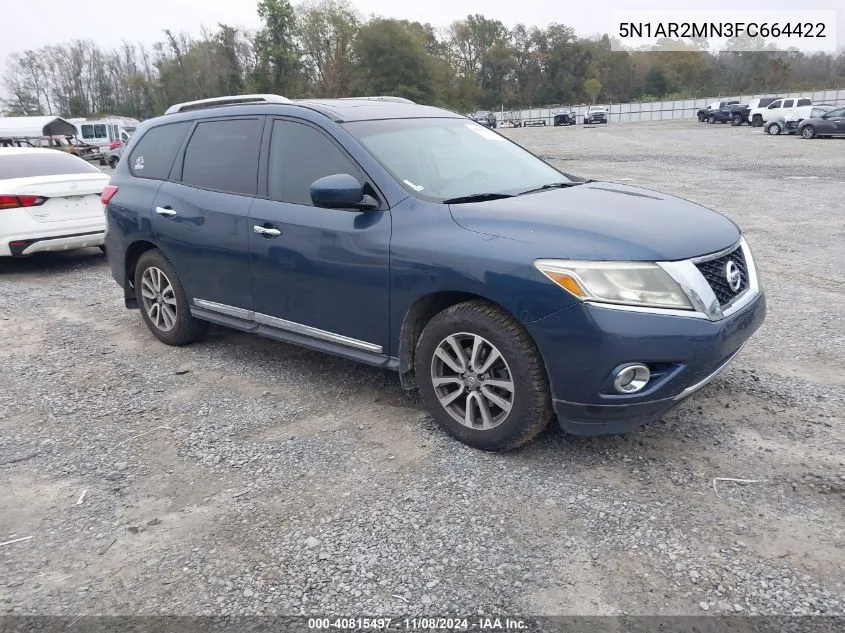 2015 Nissan Pathfinder Sl VIN: 5N1AR2MN3FC664422 Lot: 40815497