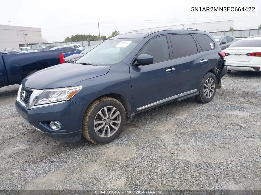 2015 Nissan Pathfinder Sl VIN: 5N1AR2MN3FC664422 Lot: 40815497