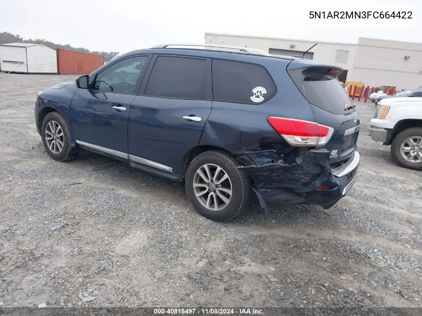 2015 Nissan Pathfinder Sl VIN: 5N1AR2MN3FC664422 Lot: 40815497