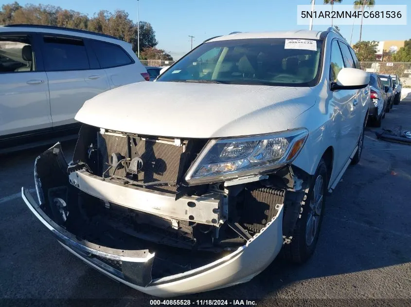 2015 Nissan Pathfinder S VIN: 5N1AR2MN4FC681536 Lot: 40855528