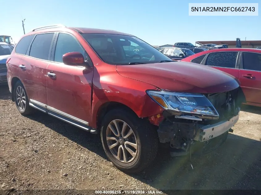 2015 Nissan Pathfinder Sl VIN: 5N1AR2MN2FC662743 Lot: 40896215