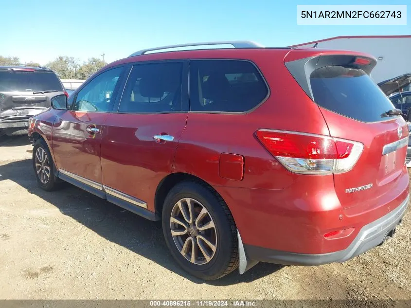 2015 Nissan Pathfinder Sl VIN: 5N1AR2MN2FC662743 Lot: 40896215