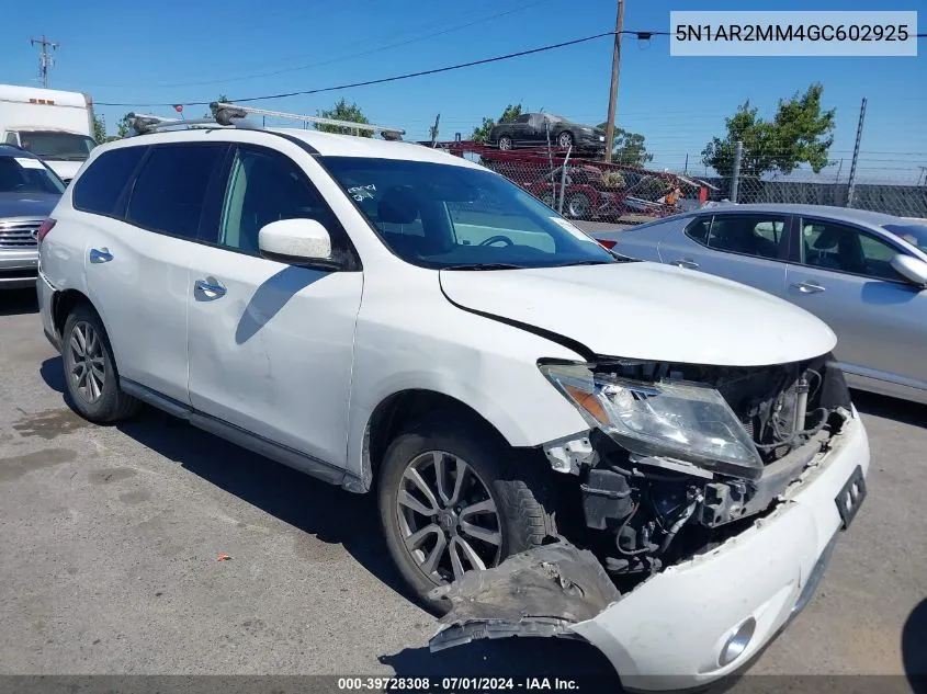 2016 Nissan Pathfinder Platinum/S/Sl/Sv VIN: 5N1AR2MM4GC602925 Lot: 39728308