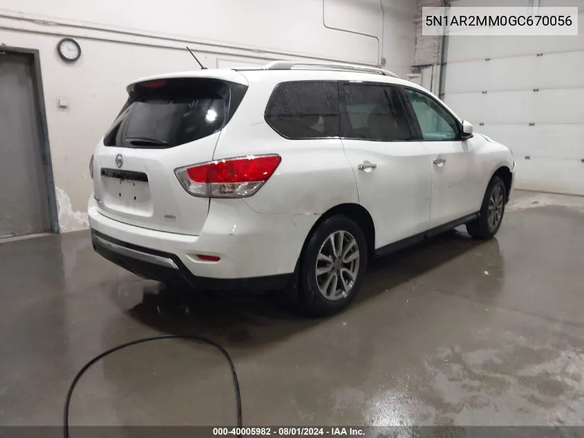 2016 Nissan Pathfinder S VIN: 5N1AR2MM0GC670056 Lot: 40005982