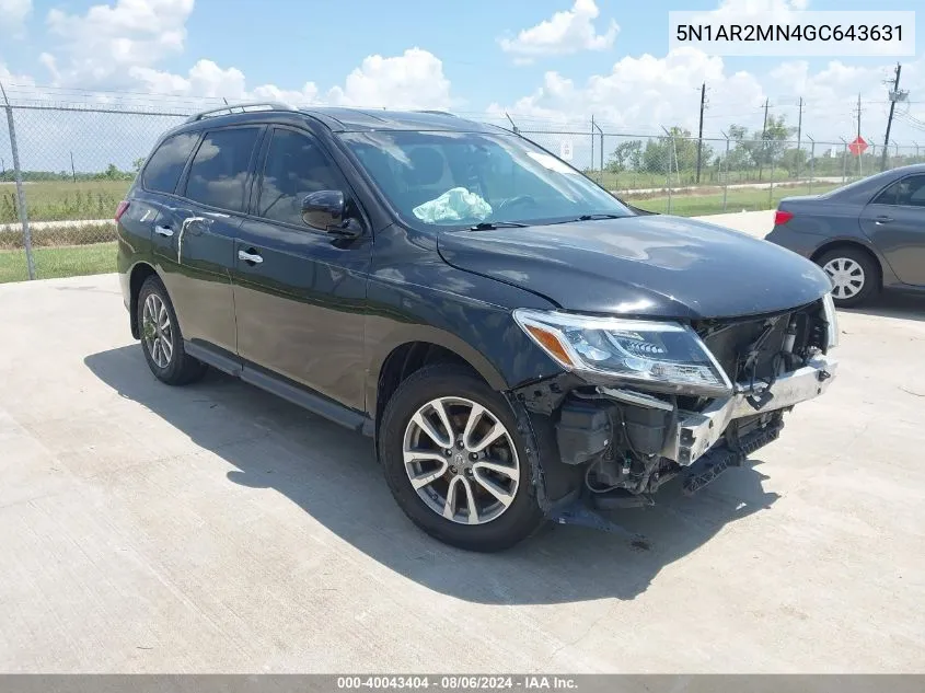 2016 Nissan Pathfinder S VIN: 5N1AR2MN4GC643631 Lot: 40043404