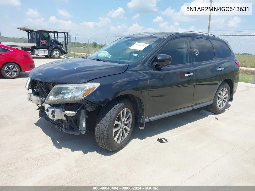 2016 Nissan Pathfinder S VIN: 5N1AR2MN4GC643631 Lot: 40043404