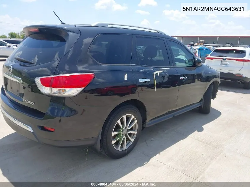 2016 Nissan Pathfinder S VIN: 5N1AR2MN4GC643631 Lot: 40043404