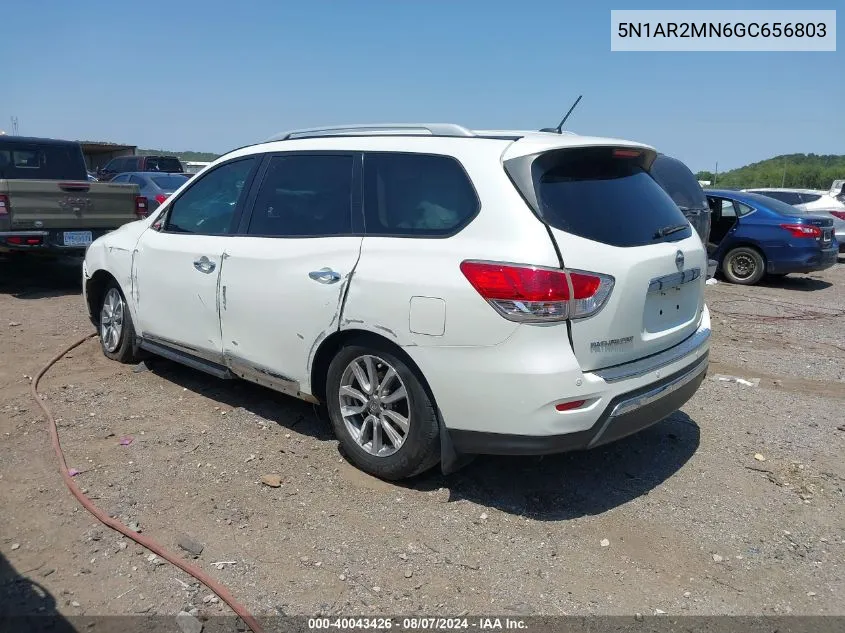 2016 Nissan Pathfinder Sl VIN: 5N1AR2MN6GC656803 Lot: 40043426