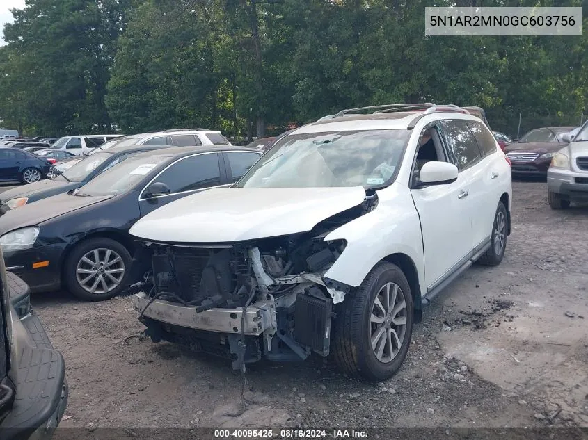 2016 Nissan Pathfinder Sl VIN: 5N1AR2MN0GC603756 Lot: 40095425