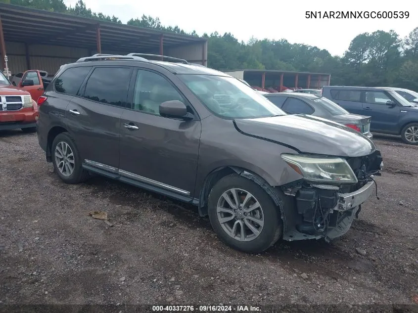 2016 Nissan Pathfinder Sl VIN: 5N1AR2MNXGC600539 Lot: 40337276