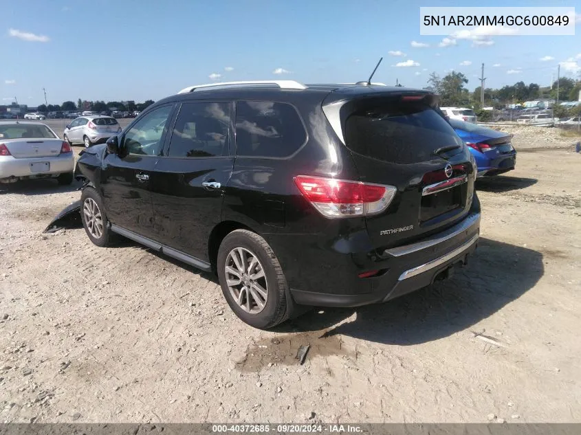 2016 Nissan Pathfinder Sv VIN: 5N1AR2MM4GC600849 Lot: 40372685