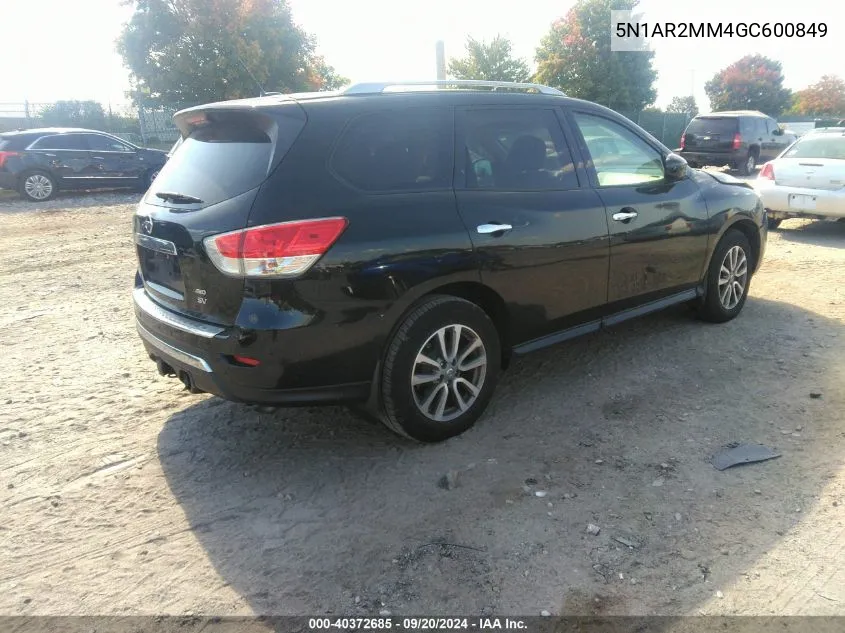 2016 Nissan Pathfinder Sv VIN: 5N1AR2MM4GC600849 Lot: 40372685