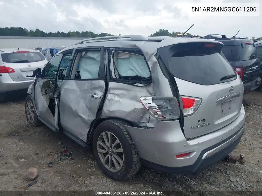 2016 Nissan Pathfinder S/Sv/Sl/Platinum VIN: 5N1AR2MN5GC611206 Lot: 40436128