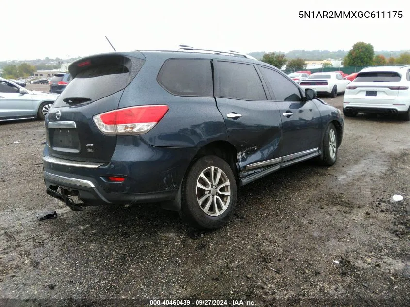 2016 Nissan Pathfinder Sl VIN: 5N1AR2MMXGC611175 Lot: 40460439