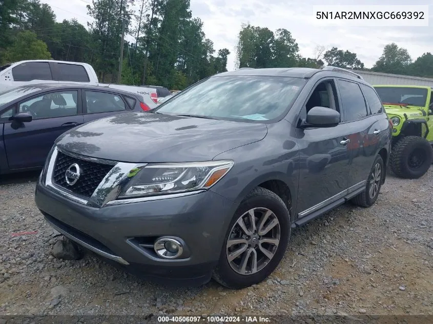 2016 Nissan Pathfinder Sl VIN: 5N1AR2MNXGC669392 Lot: 40506097