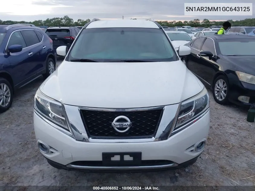 2016 Nissan Pathfinder S/Sv/Sl/Platinum VIN: 5N1AR2MM1GC643125 Lot: 40506852