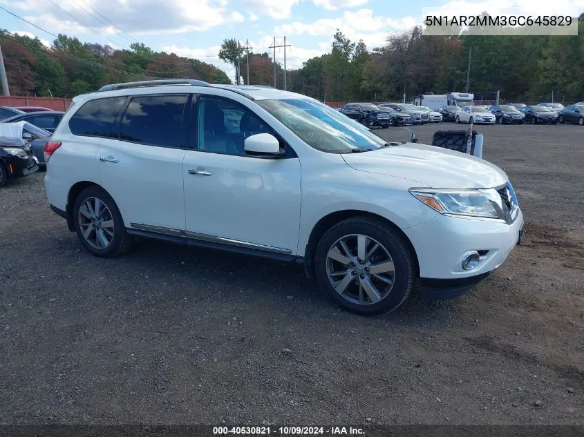 2016 Nissan Pathfinder Platinum VIN: 5N1AR2MM3GC645829 Lot: 40530821