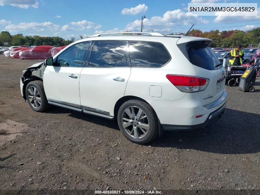 2016 Nissan Pathfinder Platinum VIN: 5N1AR2MM3GC645829 Lot: 40530821