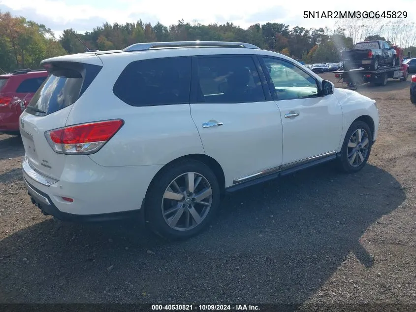 2016 Nissan Pathfinder Platinum VIN: 5N1AR2MM3GC645829 Lot: 40530821