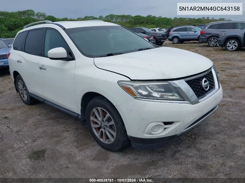 2016 Nissan Pathfinder S VIN: 5N1AR2MN4GC643158 Lot: 40539781