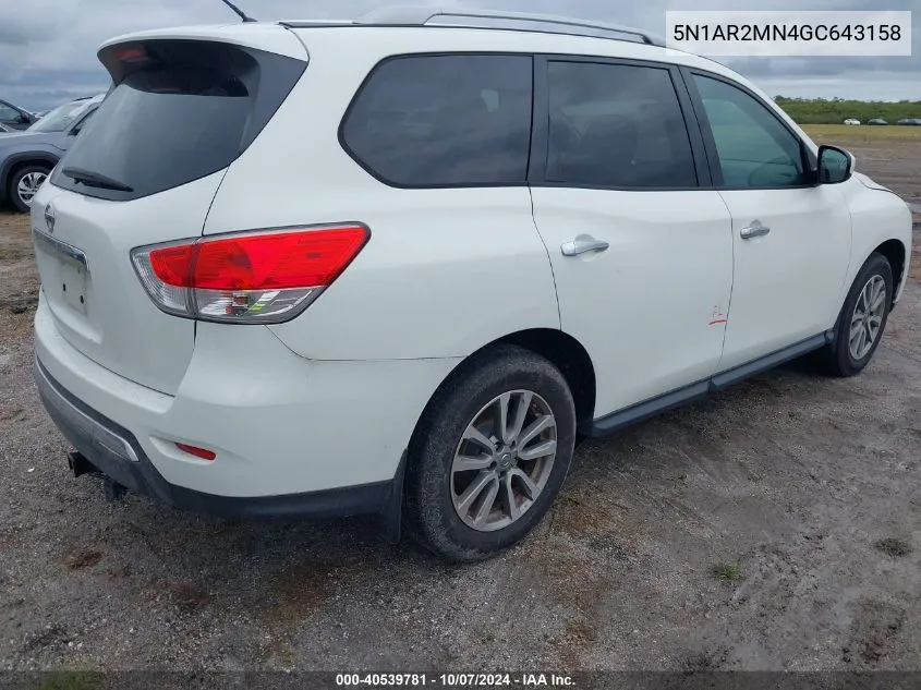 2016 Nissan Pathfinder S VIN: 5N1AR2MN4GC643158 Lot: 40539781