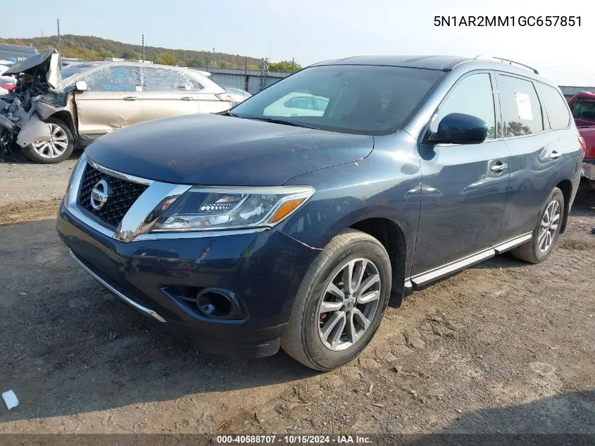 2016 Nissan Pathfinder S VIN: 5N1AR2MM1GC657851 Lot: 40588707