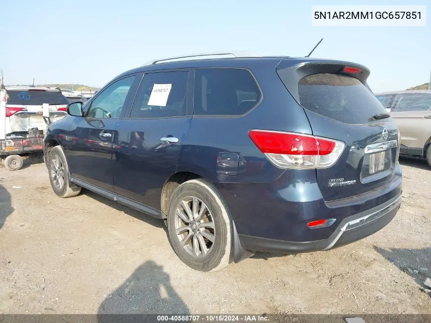 2016 Nissan Pathfinder S VIN: 5N1AR2MM1GC657851 Lot: 40588707