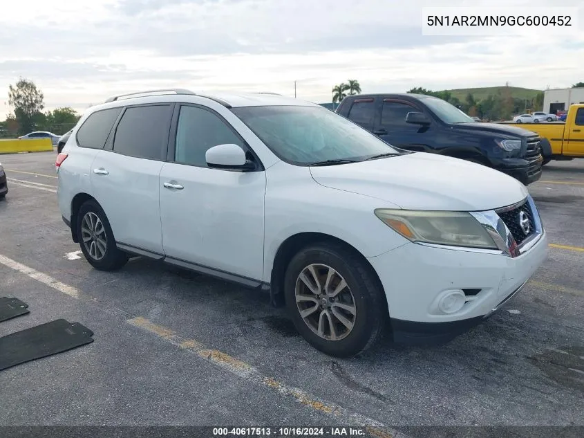 2016 Nissan Pathfinder S VIN: 5N1AR2MN9GC600452 Lot: 40617513