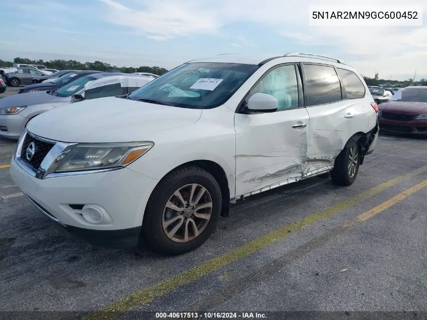 2016 Nissan Pathfinder S VIN: 5N1AR2MN9GC600452 Lot: 40617513