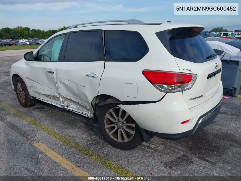 2016 Nissan Pathfinder S VIN: 5N1AR2MN9GC600452 Lot: 40617513