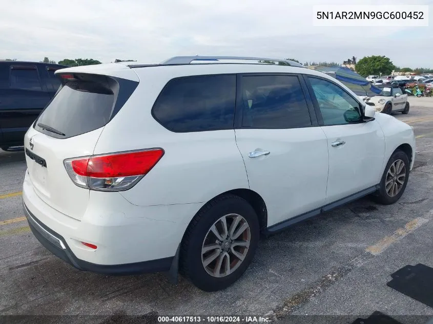 2016 Nissan Pathfinder S VIN: 5N1AR2MN9GC600452 Lot: 40617513