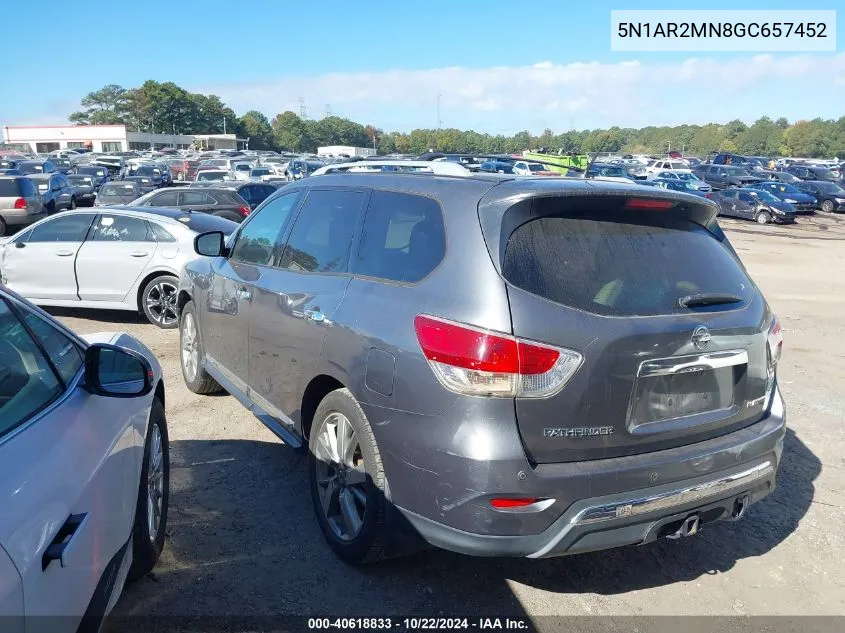 2016 Nissan Pathfinder Platinum VIN: 5N1AR2MN8GC657452 Lot: 40618833