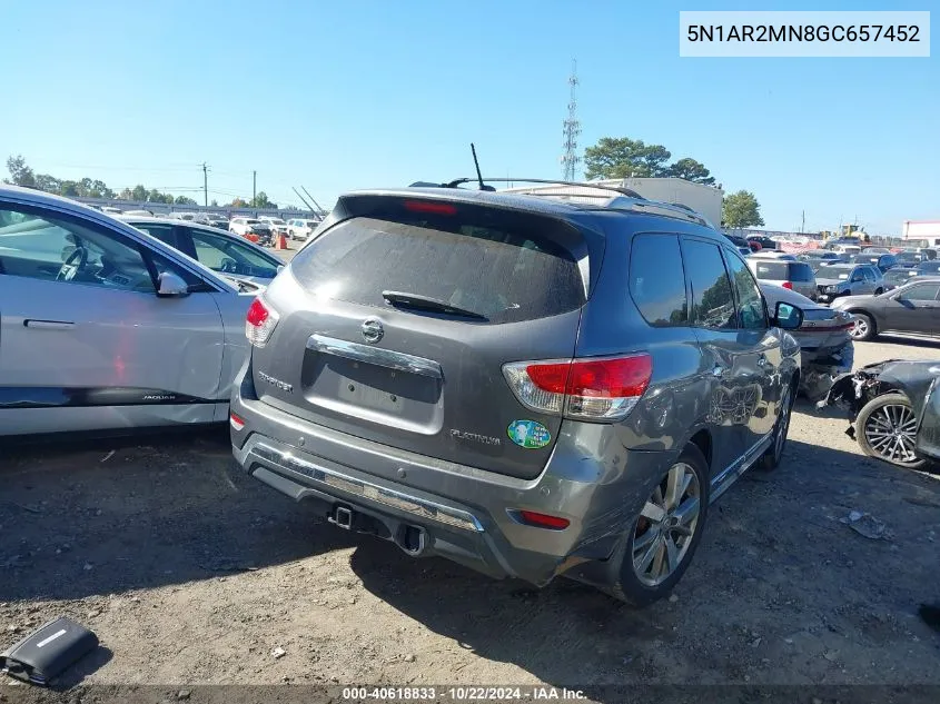 2016 Nissan Pathfinder Platinum VIN: 5N1AR2MN8GC657452 Lot: 40618833