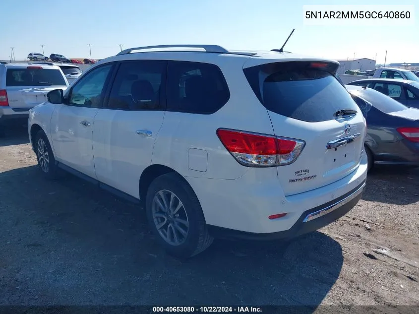 2016 Nissan Pathfinder Platinum/S/Sl/Sv VIN: 5N1AR2MM5GC640860 Lot: 40653080